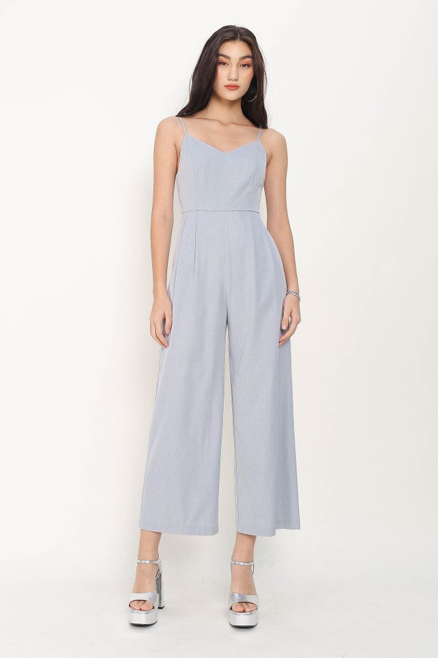 CLOVER CHAMBRAY JUMPSUIT (LIGHT BLUE GREY)