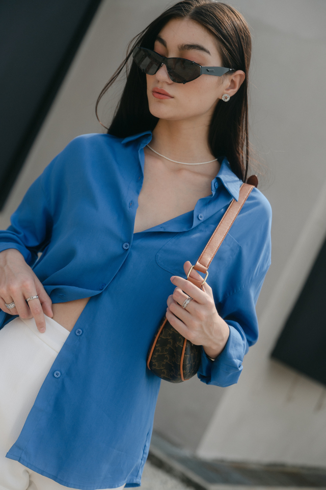 RAY RAYON RELAXED SHIRT (COBALT BLUE)