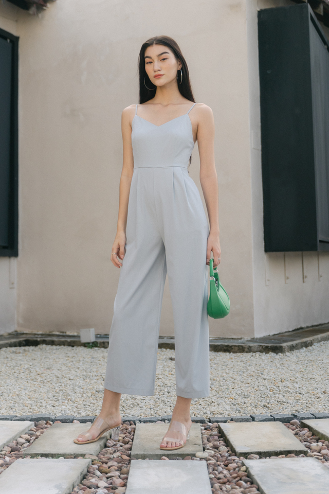 CLOVER CHAMBRAY JUMPSUIT (LIGHT BLUE GREY)