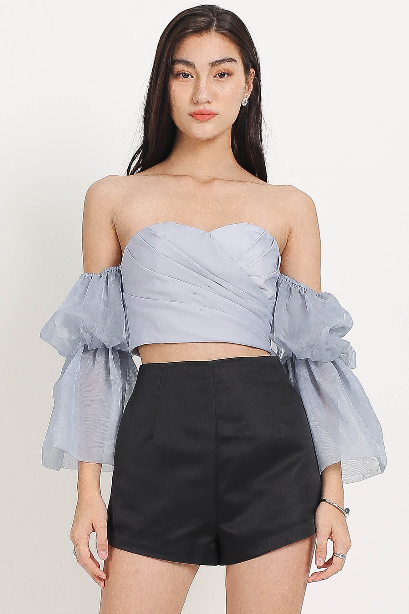 FIOARA FLARE SLEEVE BUSTIER (STEEL BLUE)