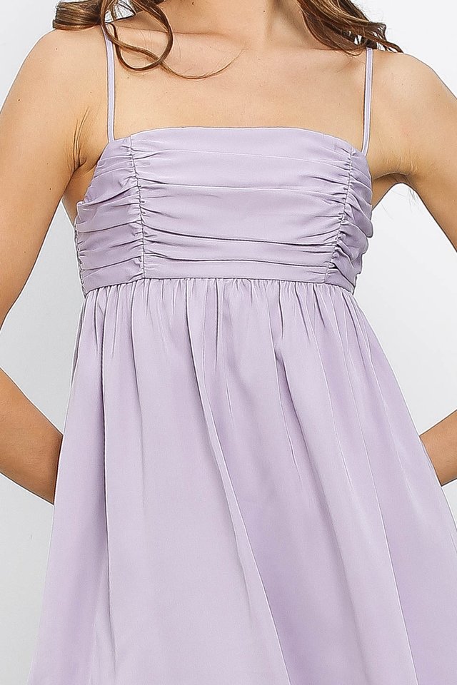 ROSELLE RUCHED DRESS (DUSTY LILAC)