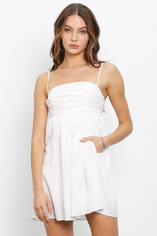 ROSELLE RUCHED DRESS (WHITE)