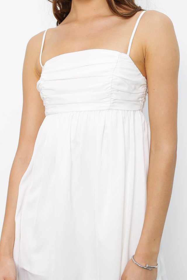 ROSELLE RUCHED DRESS (WHITE)