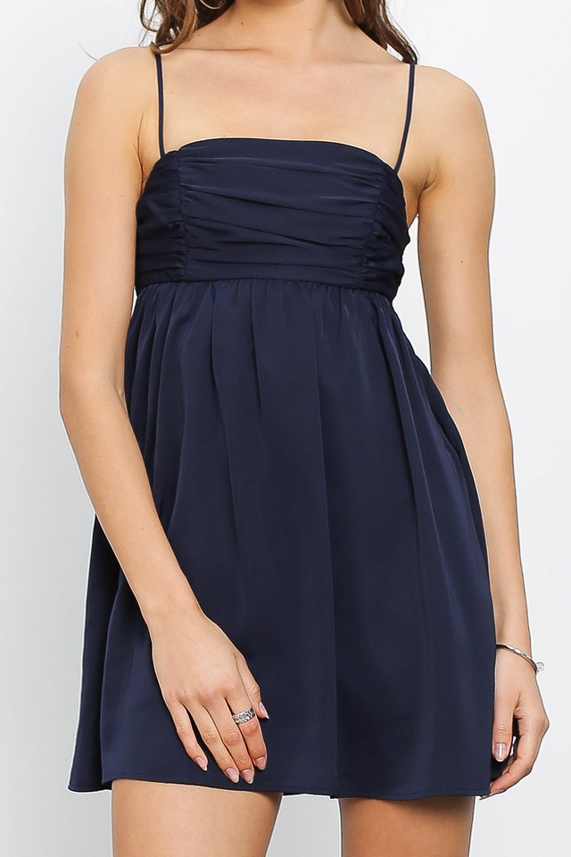 ROSELLE RUCHED DRESS (NAVY)