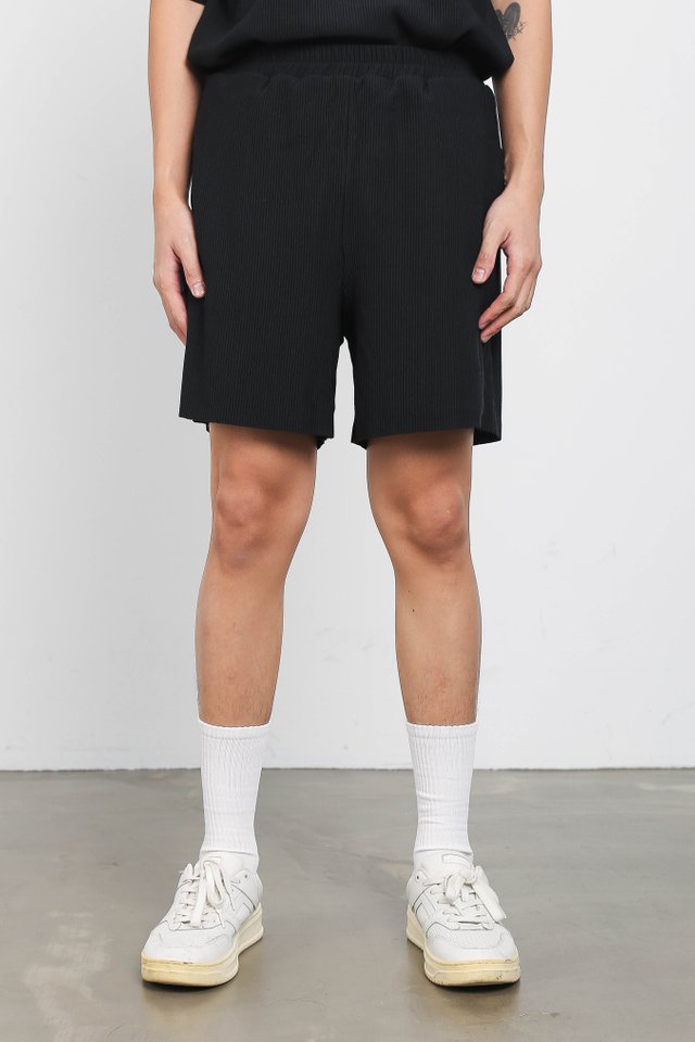 TOMMY TEXTURED SHORTS (BLACK)
