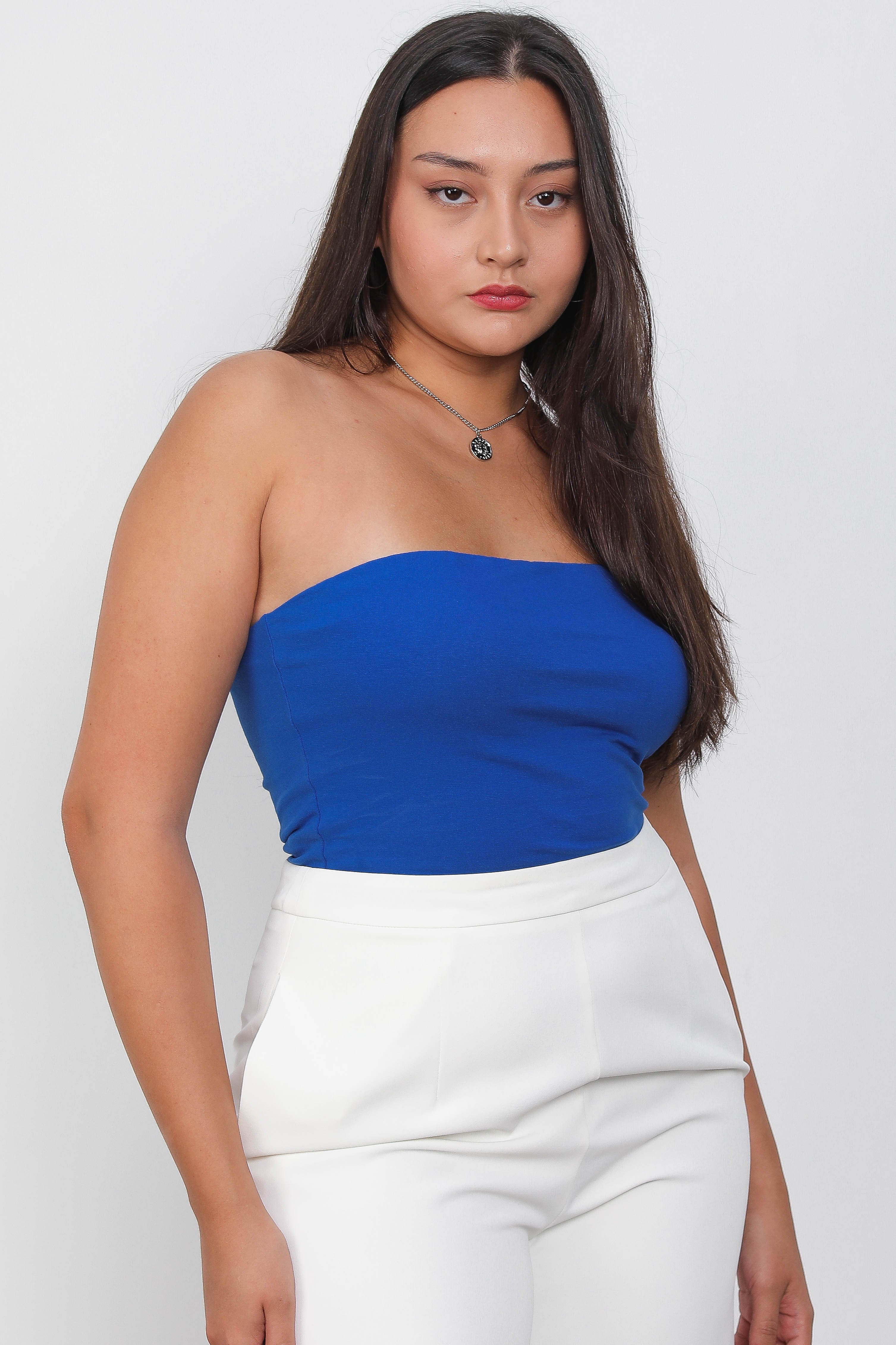 LONG PADDED TUBE TOP (COBALT BLUE)