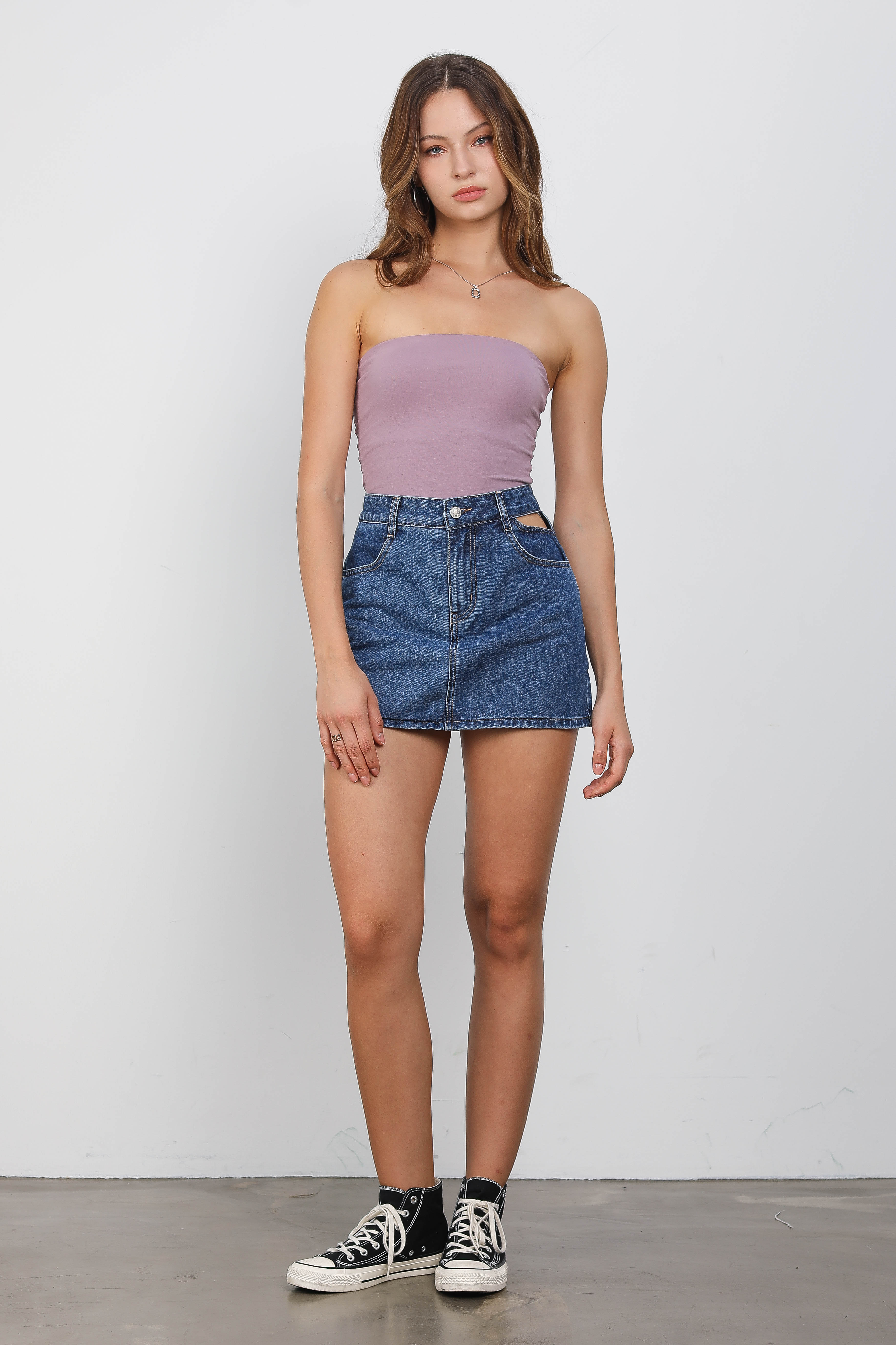 LONG PADDED TUBE TOP (DARK MAUVE) 