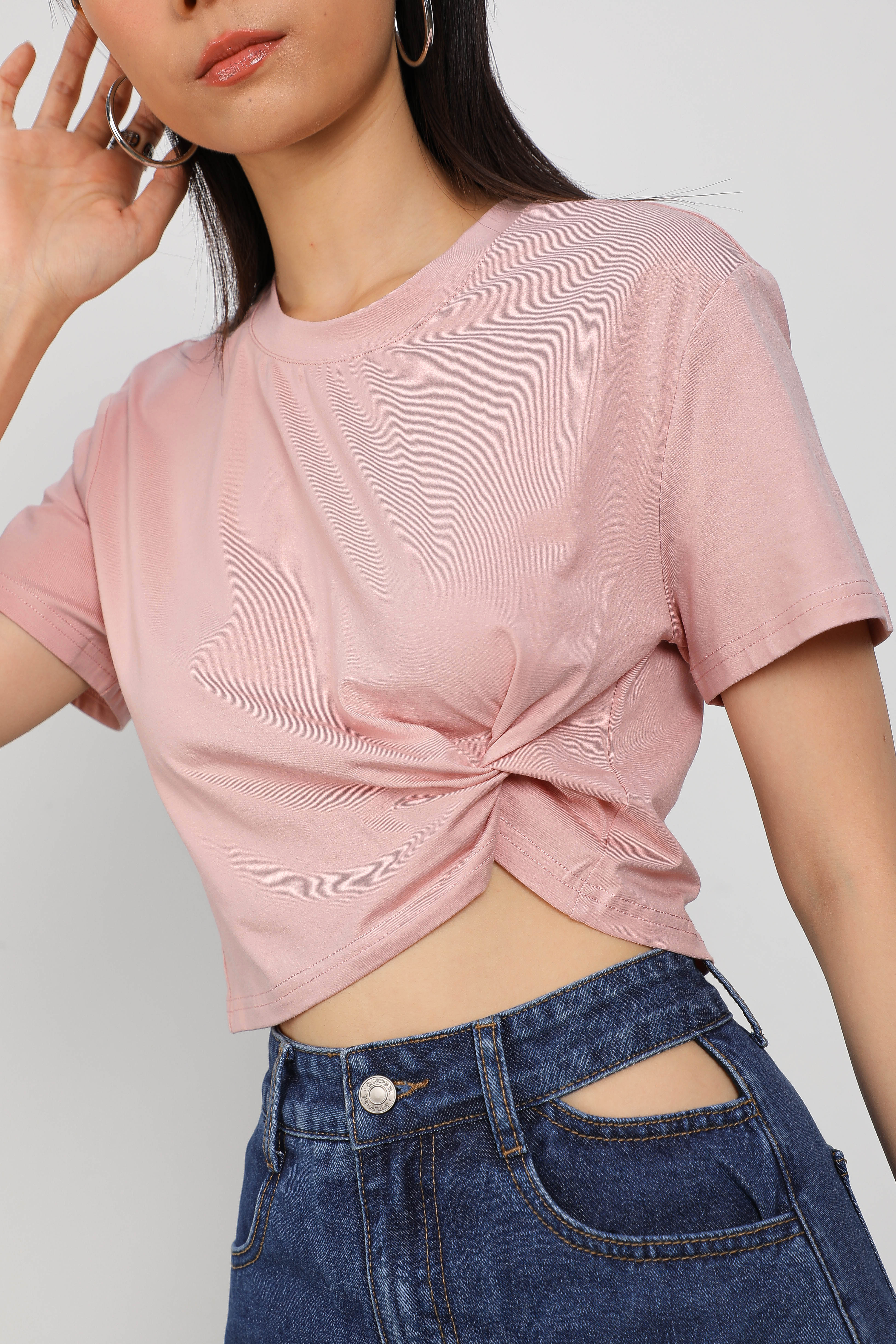 TORNADO TWISTED TOP (DUSTY PINK)