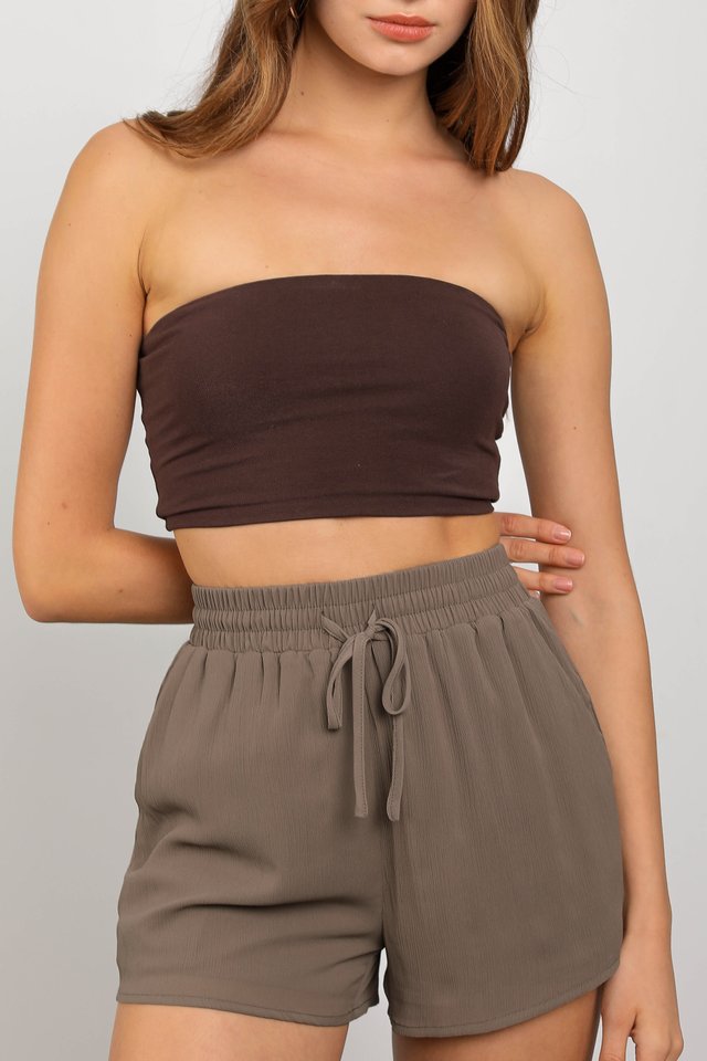 CROPPED TUBE PADDED TOP (CHOCOLATE BROWN)