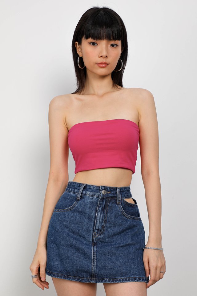 CROPPED TUBE PADDED TOP (HOT PINK)