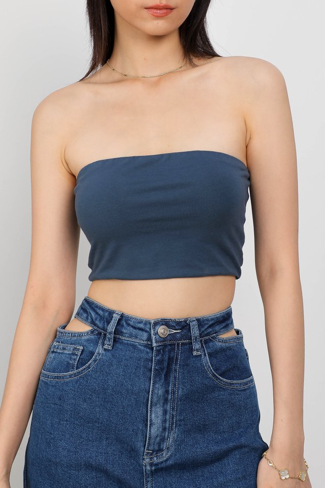 CROPPED TUBE PADDED TOP (AEGEAN BLUE)