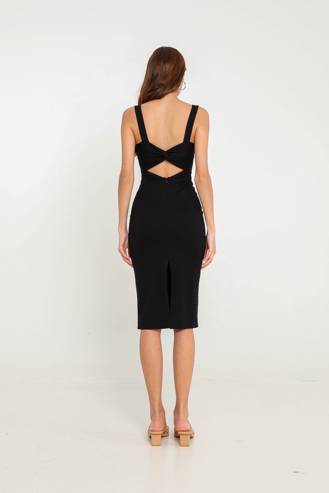 TASHA TWIST BACK DRESS (BLACK)