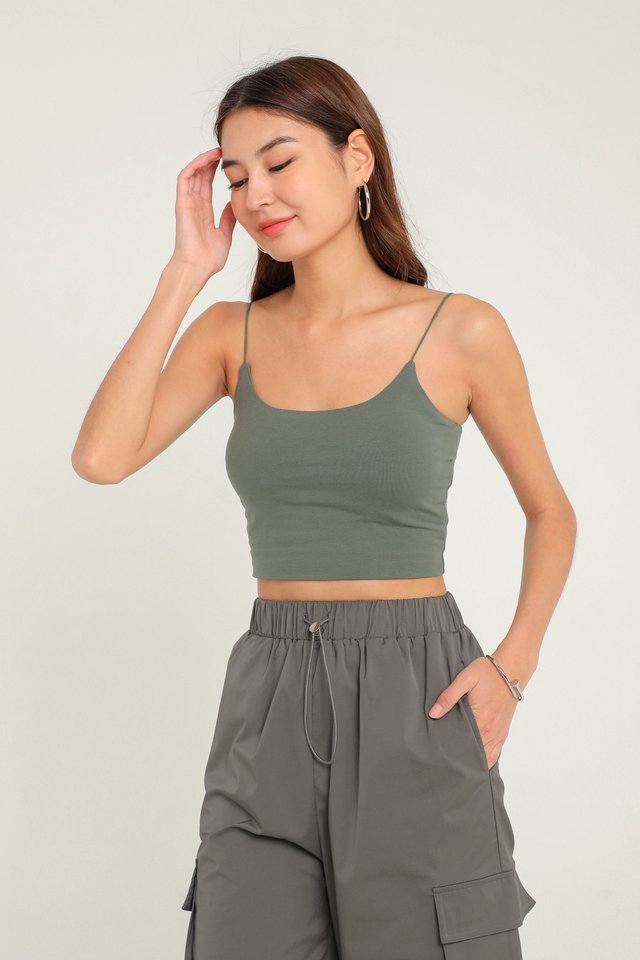 WINNIE PADDED CROP TOP (SYCAMORE GREEN)