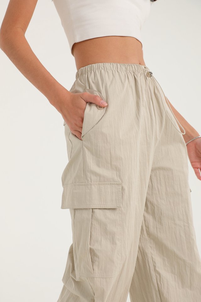 *BACKORDER* PARA PARA PARACHUTE PANTS (CEMENT BONE)