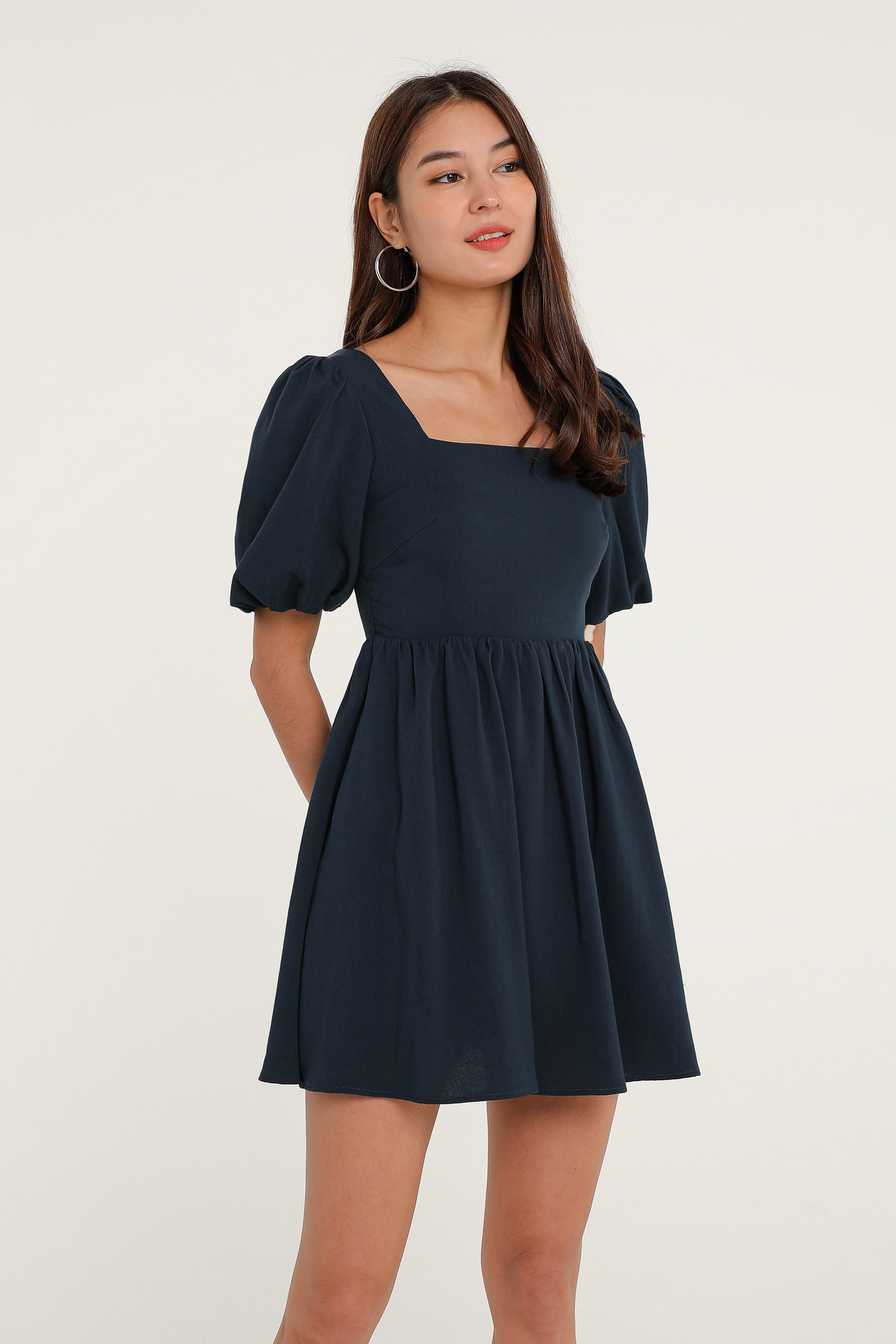 BERTILLA BABYDOLL DRESS (NAVY) 