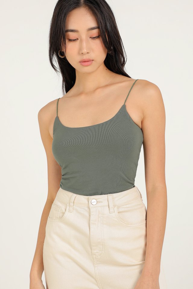 WINNIE PADDED LONG TOP (SYCAMORE GREEN) 
