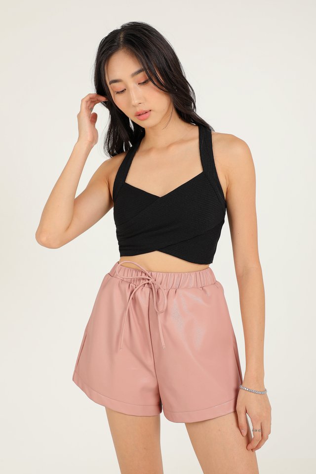 FABBY FAUX LEATHER SHORTS (ROSE PINK)