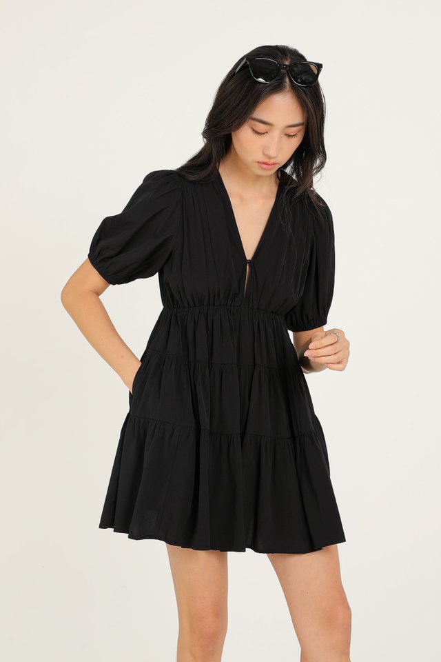 BAMBI BABYDOLL ROMPER DRESS (BLACK)