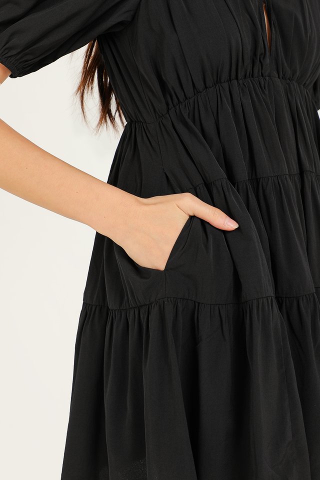 BAMBI BABYDOLL ROMPER DRESS (BLACK)