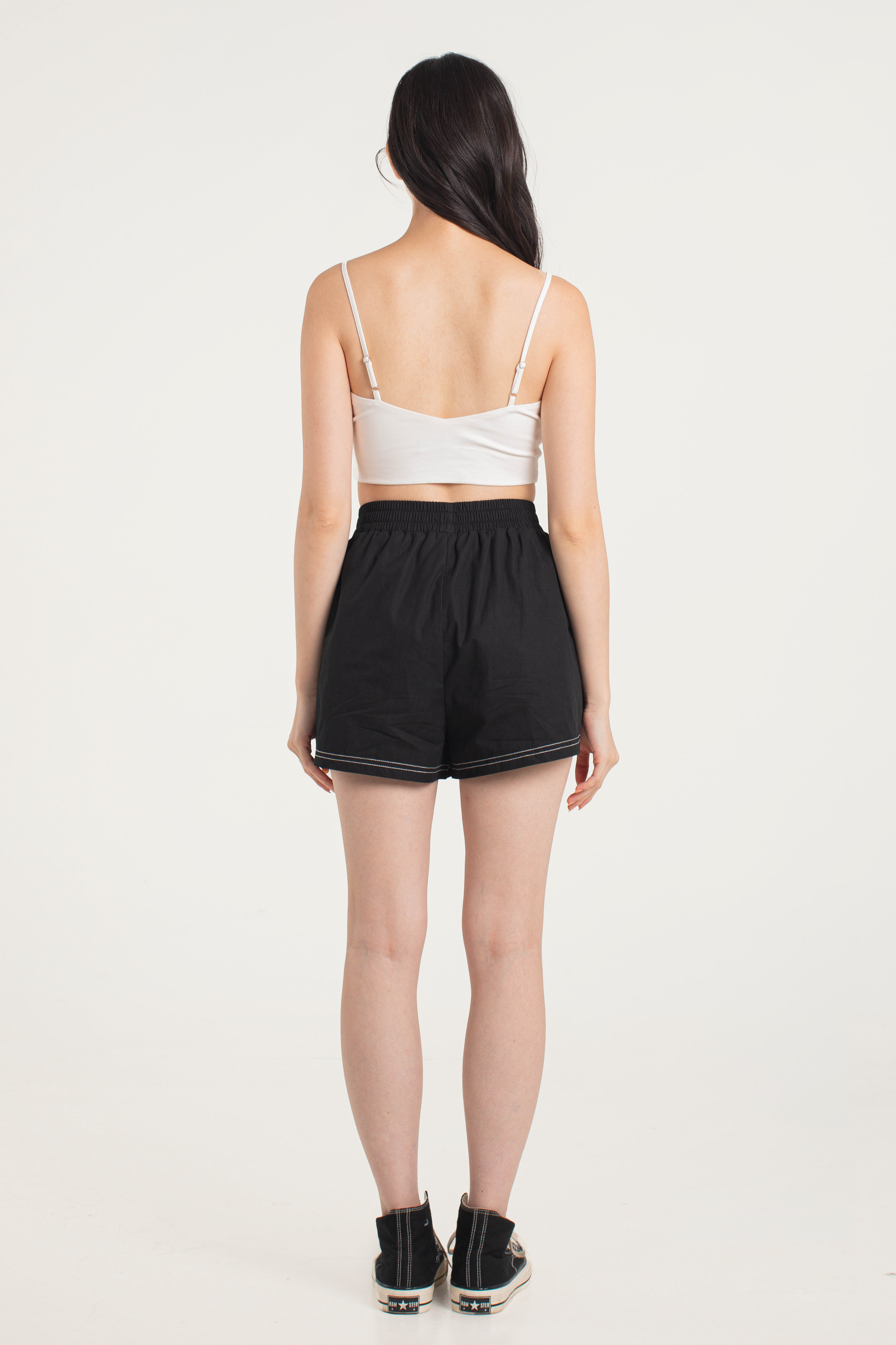 CHESTER CONTRAST STITCH SHORTS (BLACK)