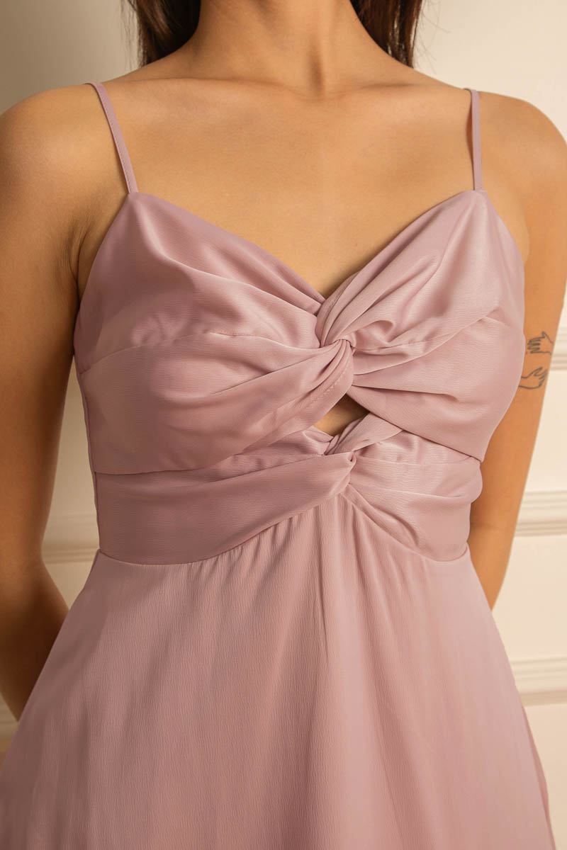 TANA TWISTED ROMPER DRESS (DUSTY PINK) 