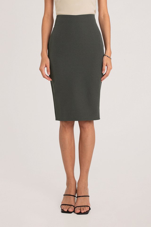 PHOEBE PENCIL SKIRT (FOREST GREY)