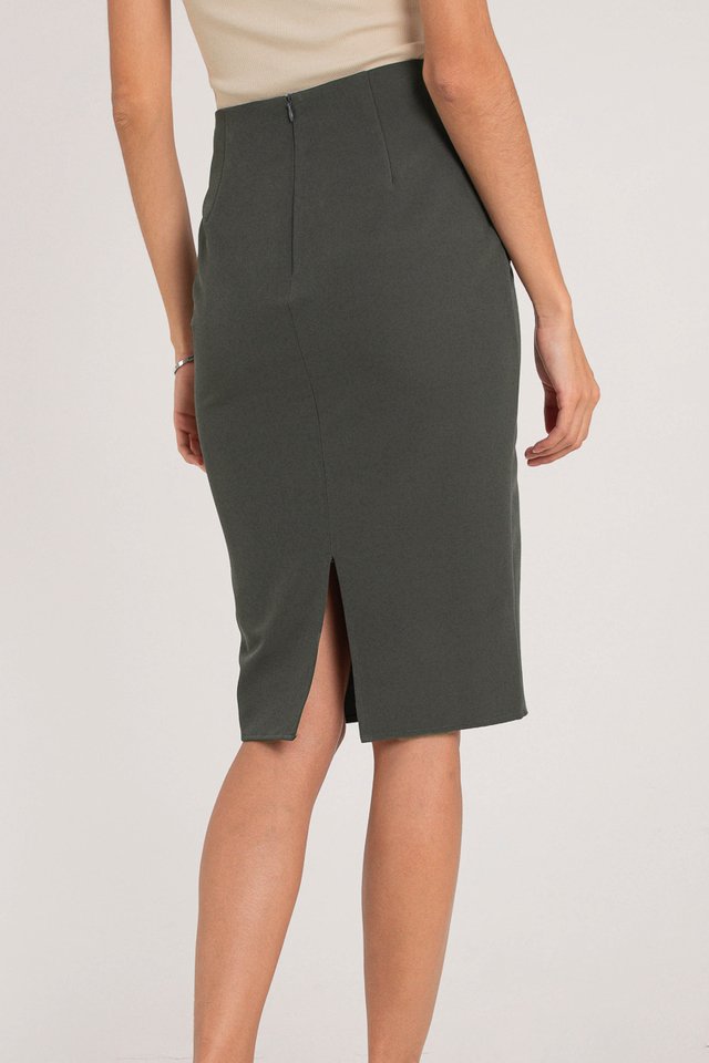 PHOEBE PENCIL SKIRT (FOREST GREY)