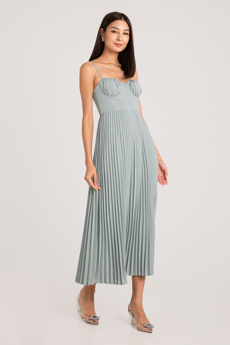 P.S I LOVE YOU PLEATED DRESS (SAGE)