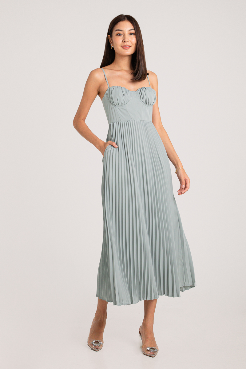 P.S I LOVE YOU PLEATED DRESS (SAGE)