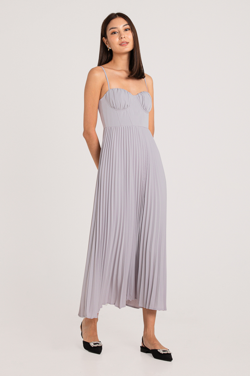 P.S I LOVE YOU PLEATED DRESS (GREY)