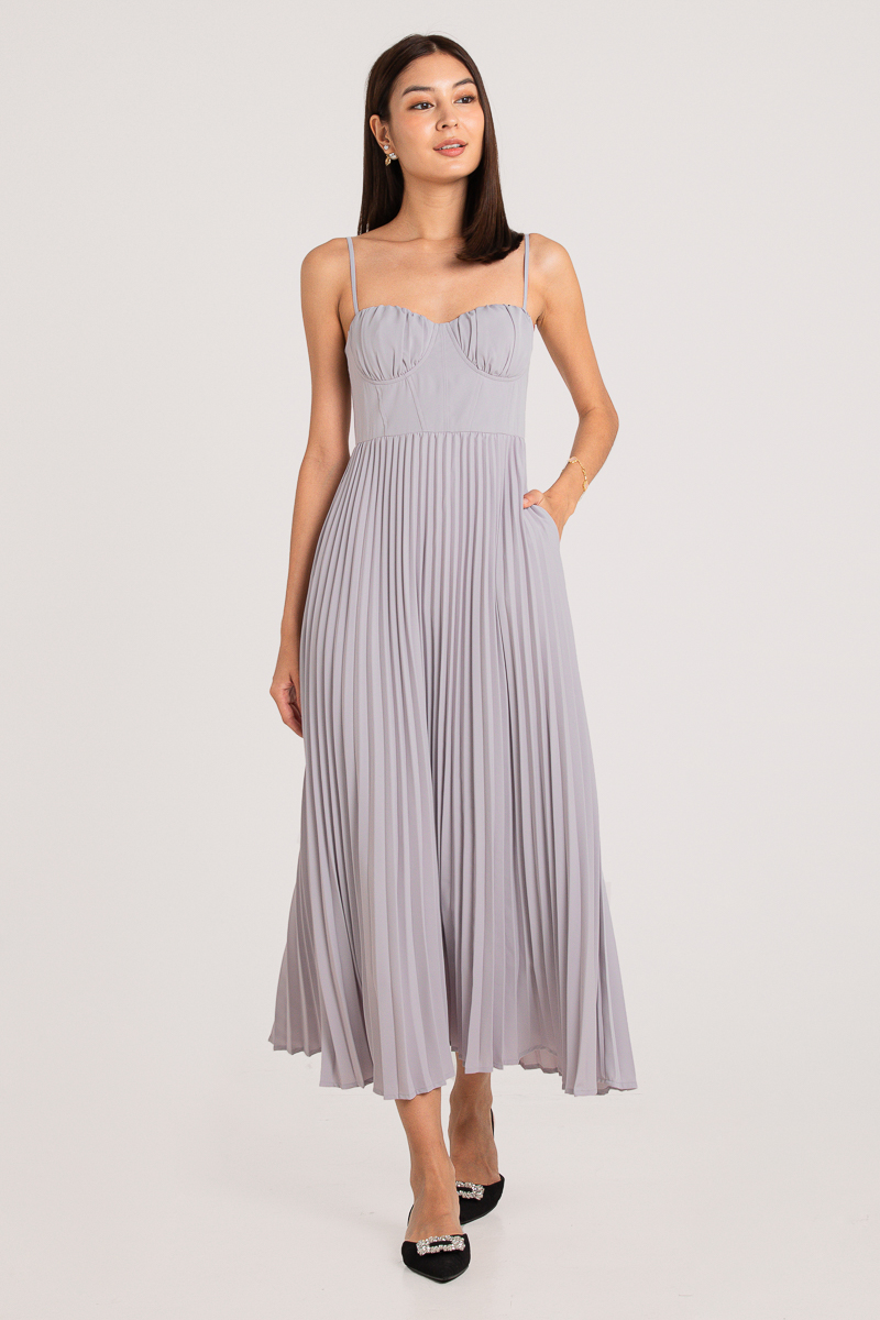 P.S I LOVE YOU PLEATED DRESS (GREY)