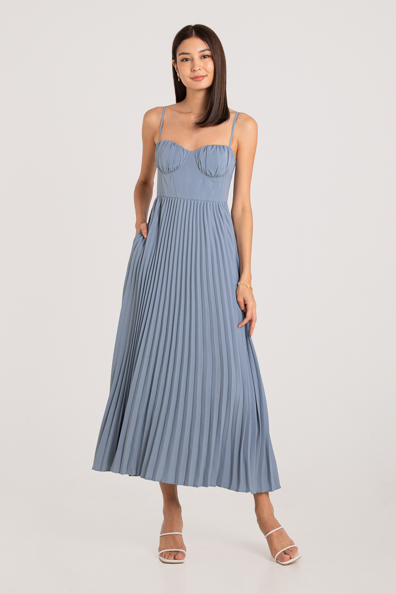 P.S I LOVE YOU PLEATED DRESS (BLUE)