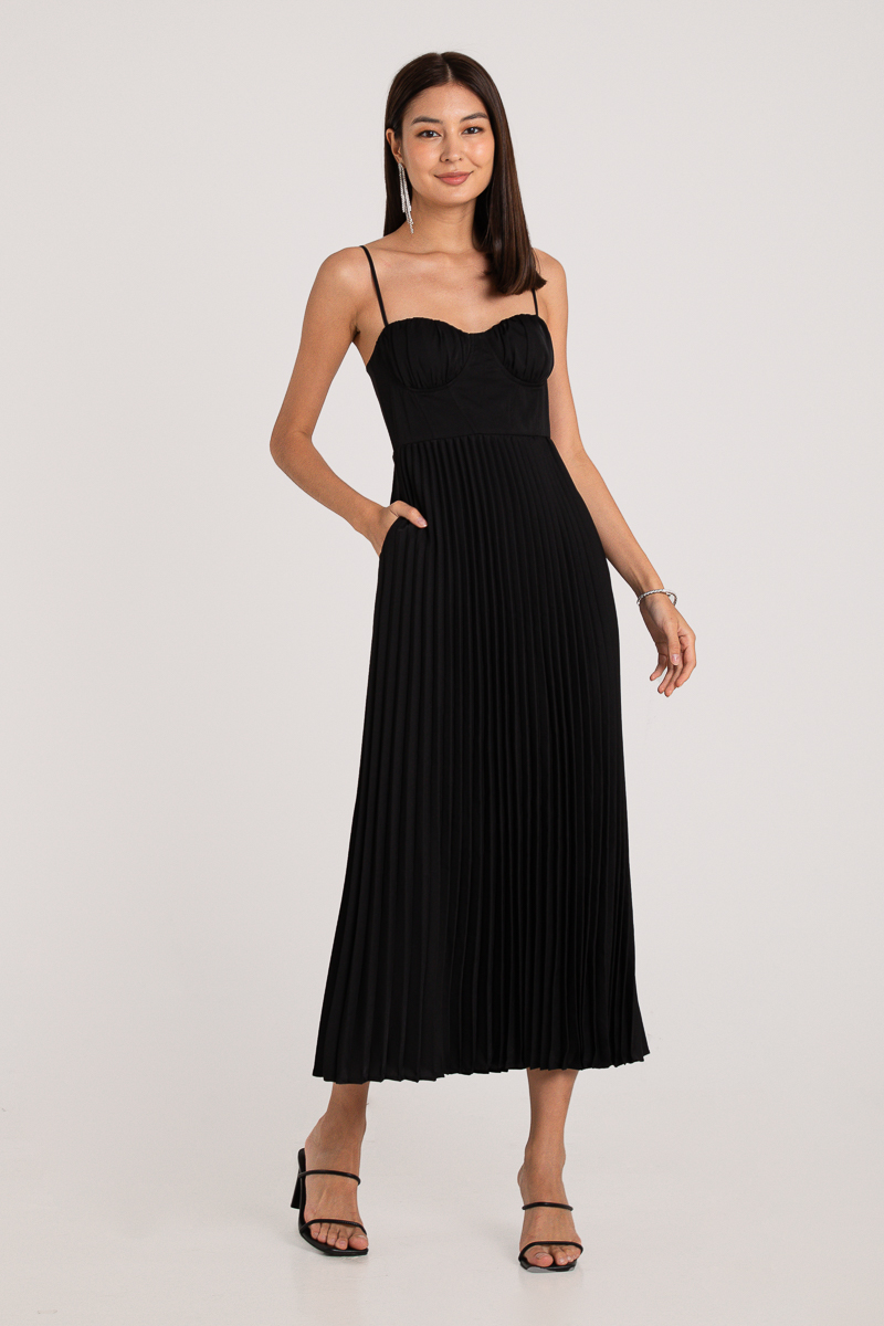 P.S I LOVE YOU PLEATED DRESS (BLACK) 