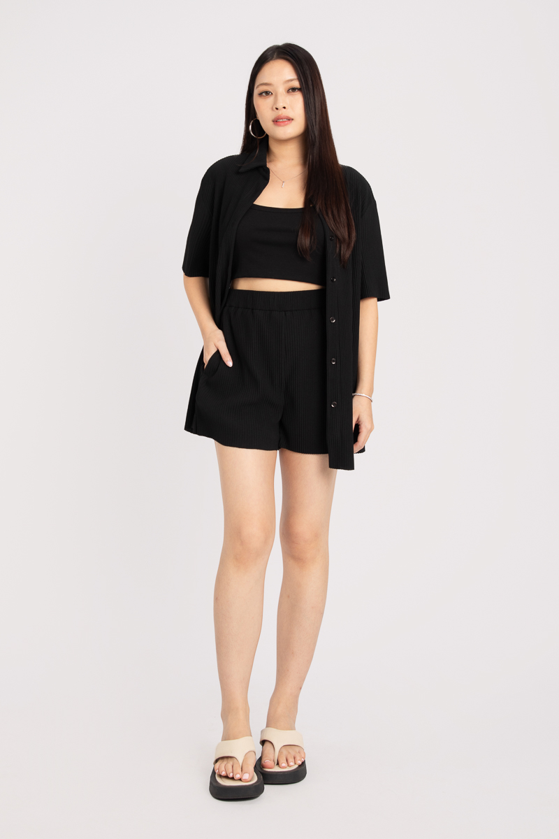 PANDORA PLEATED SHIRT (BLACK) 