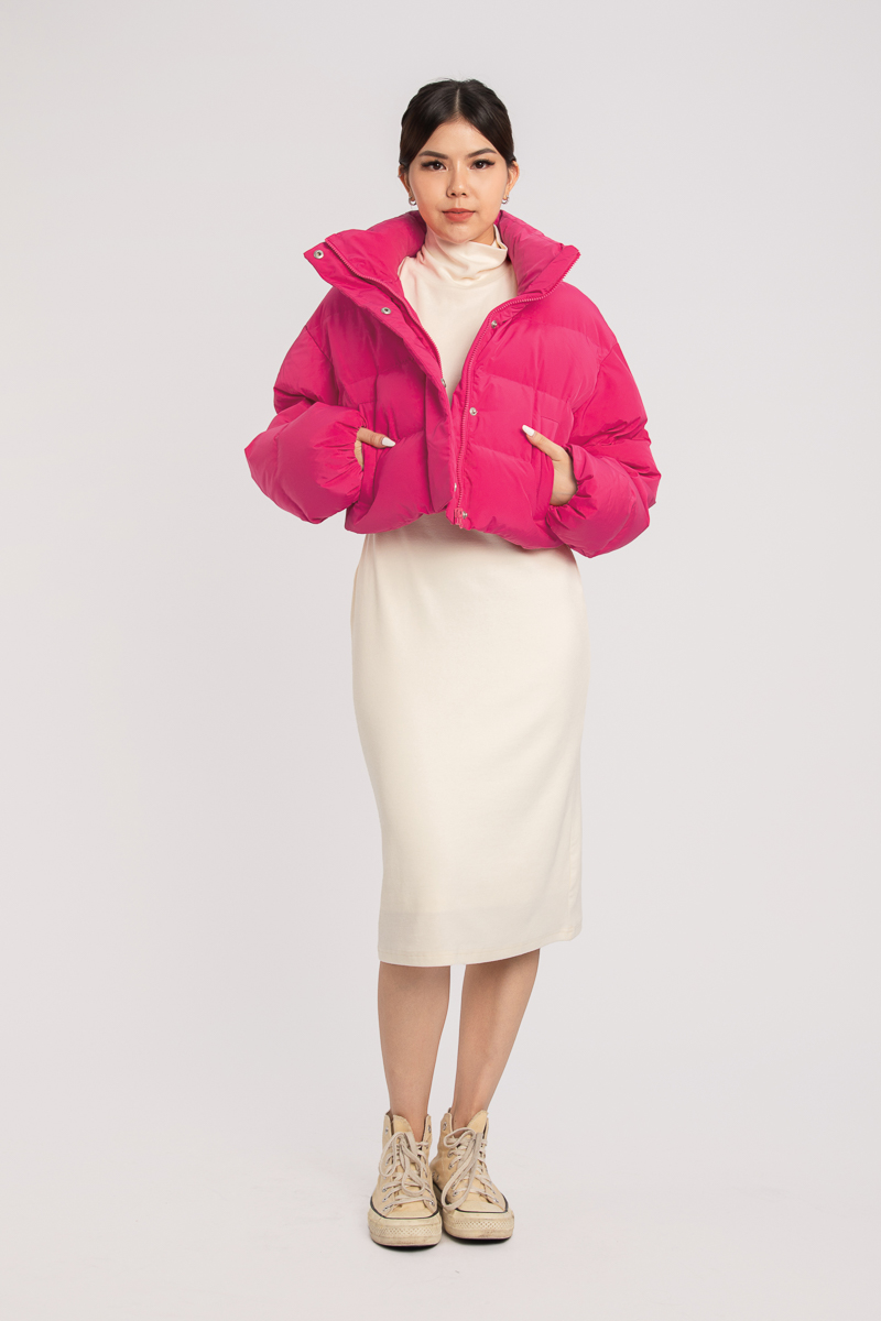 CARISSA CROP PUFFER JACKET (HOT PINK) 