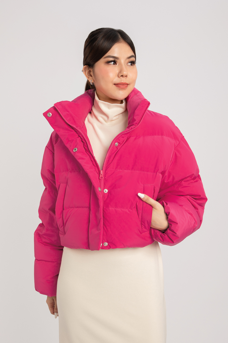 CARISSA CROP PUFFER JACKET (HOT PINK) 