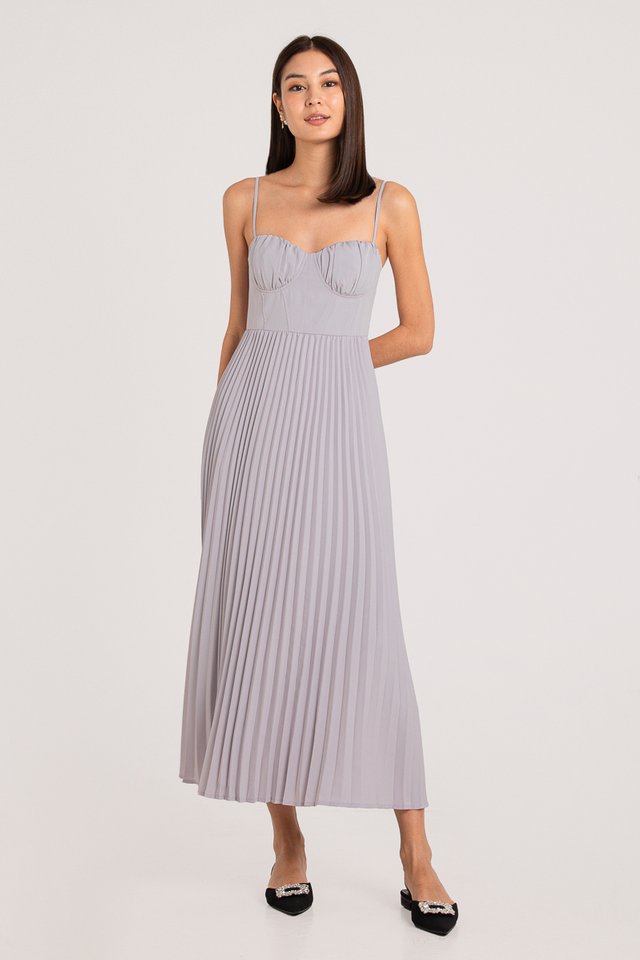 P.S I LOVE YOU PLEATED DRESS (GREY)