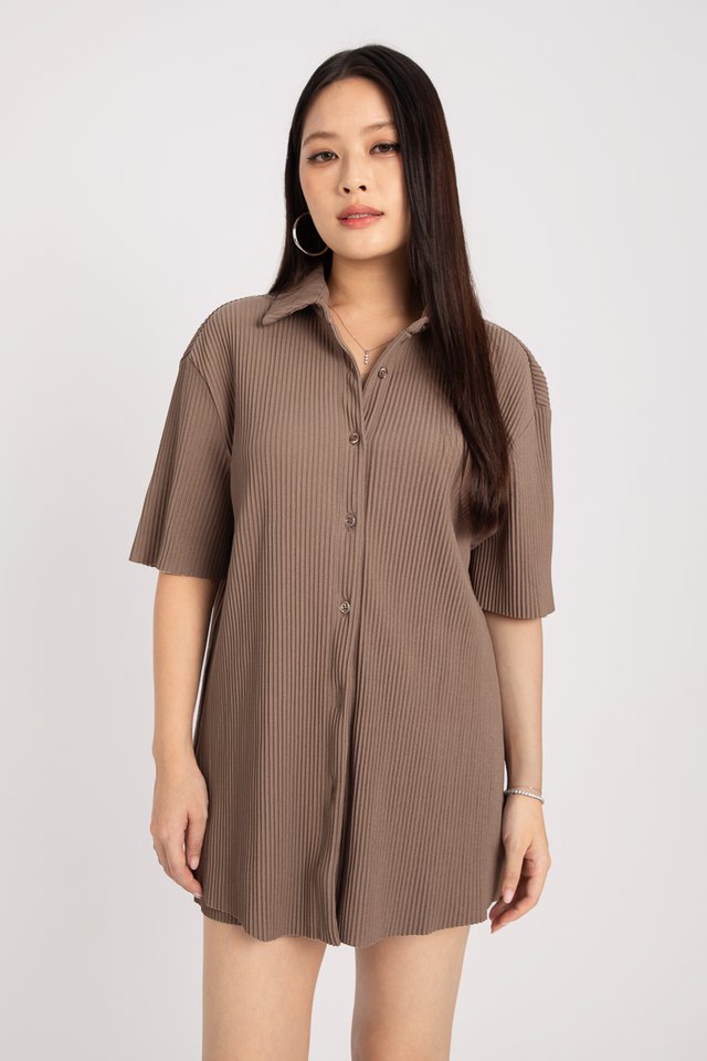 PANDORA PLEATED SHIRT (CHOCOLATE BROWN)