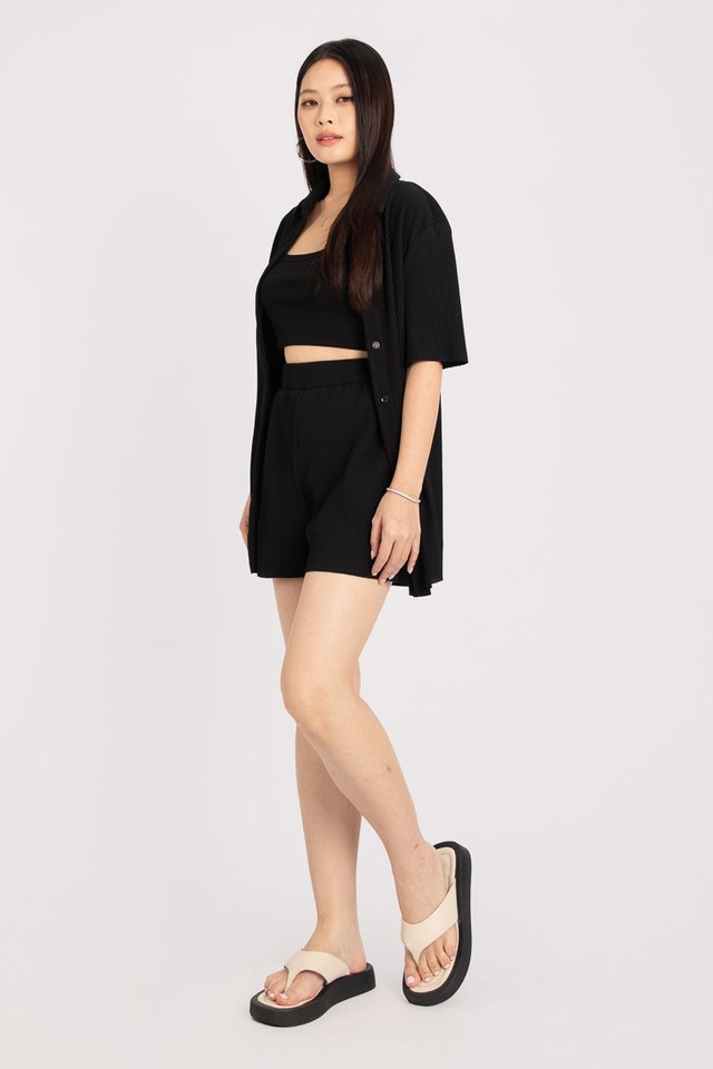 PANDORA PLEATED SHIRT (BLACK) 