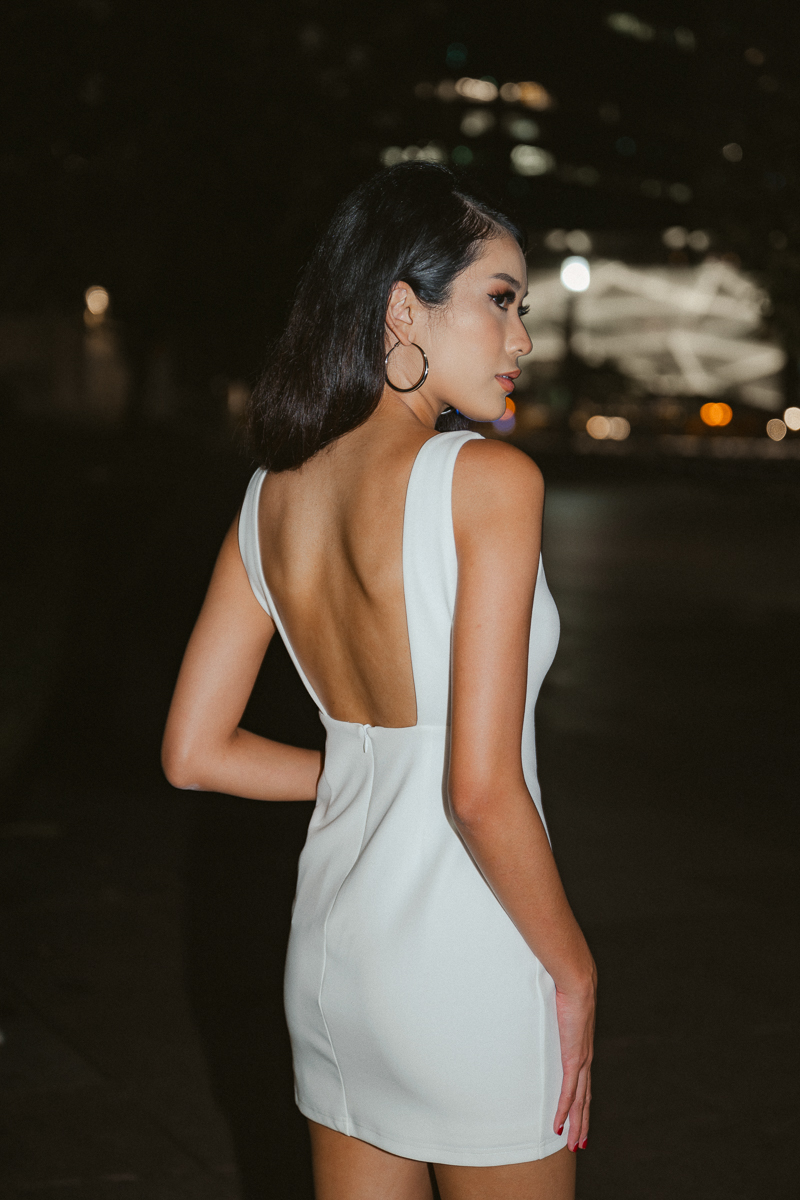 SABINA SQUARE BACK DRESS (WHITE) 