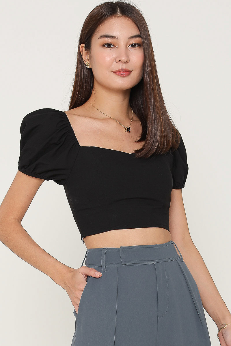 PANYA PADDED SLEEVE TOP (BLACK) 