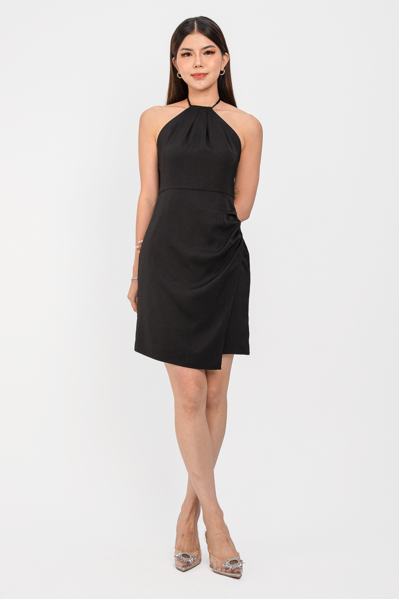 HARLOW HALTER DRESS (BLACK)