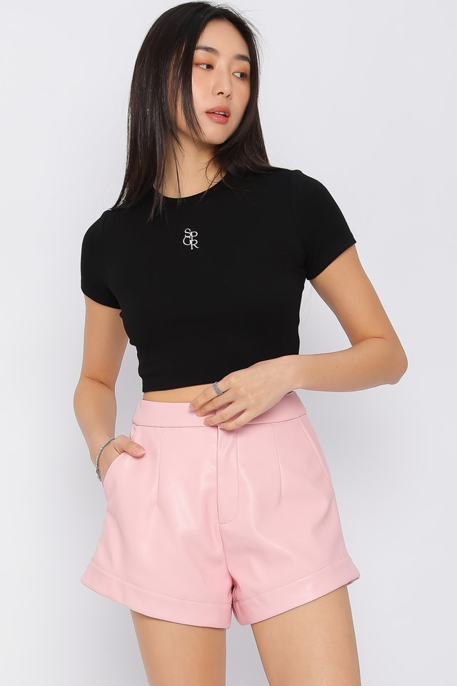 FENTI FAUX LEATHER SHORTS (LIGHT PINK)