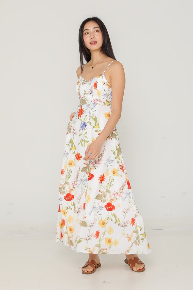 FLORENCE FLORAL PADDED MAXI (WHITE FLORAL)