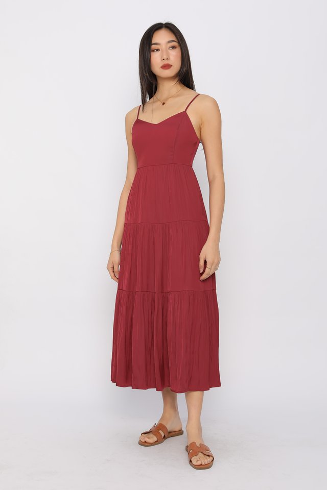TILLY TIERED SILKY MAXI (WINE)