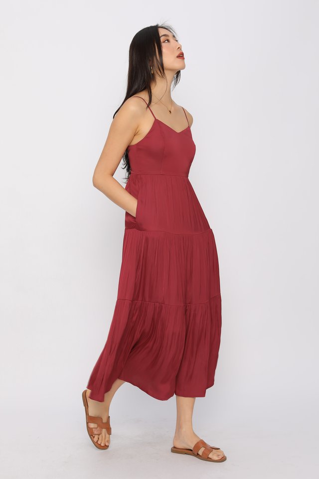 TILLY TIERED SILKY MAXI (WINE)
