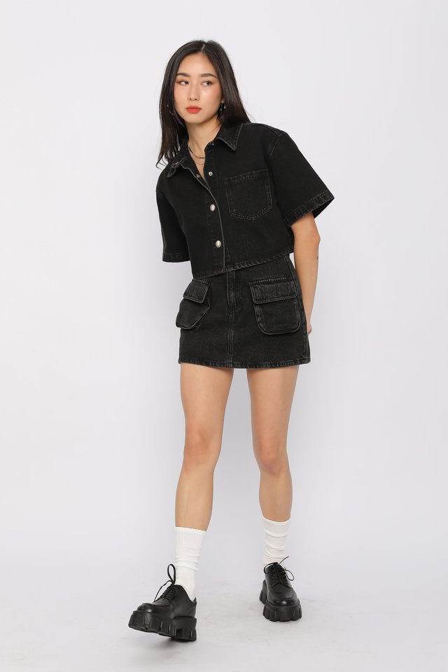 DENIM POCKET SKORTS (BLACK)