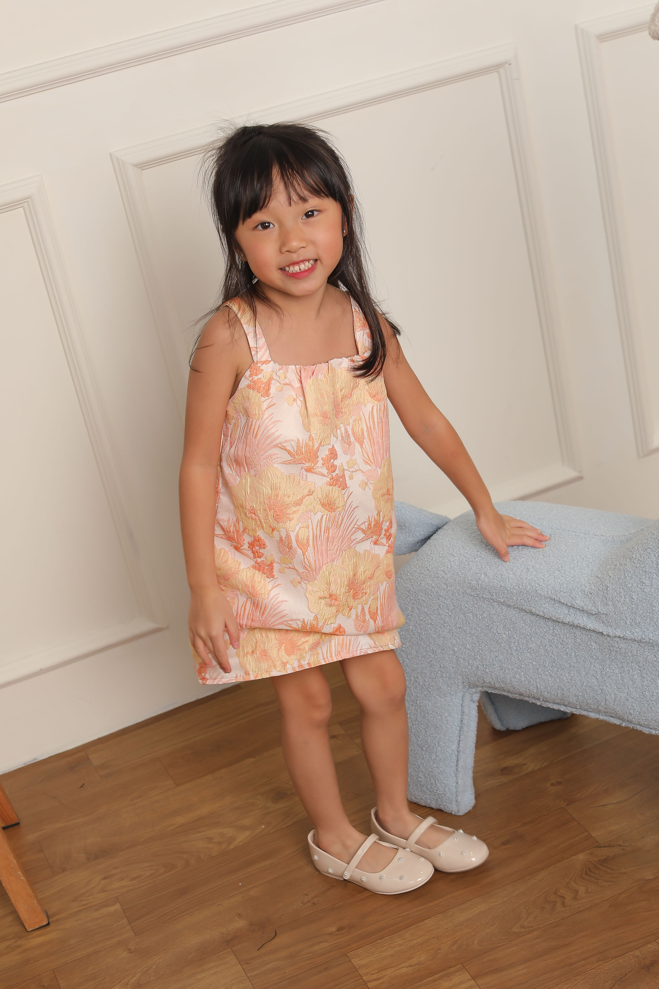 KIDS FAUNA FLORAL DRESS (ORANGE FLORAL) 