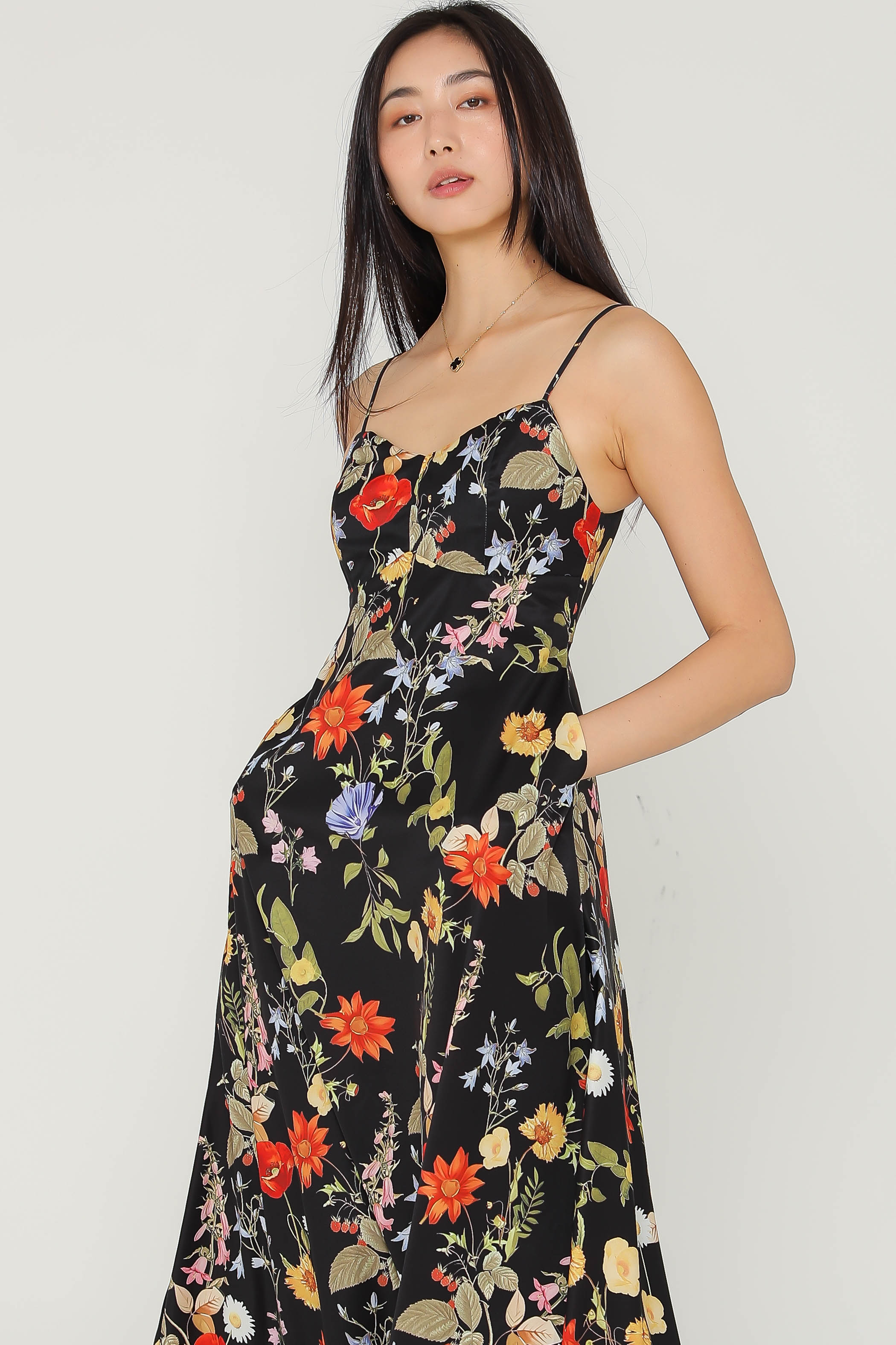 FLORENCE FLORAL PADDED MAXI (BLACK FLORAL) 