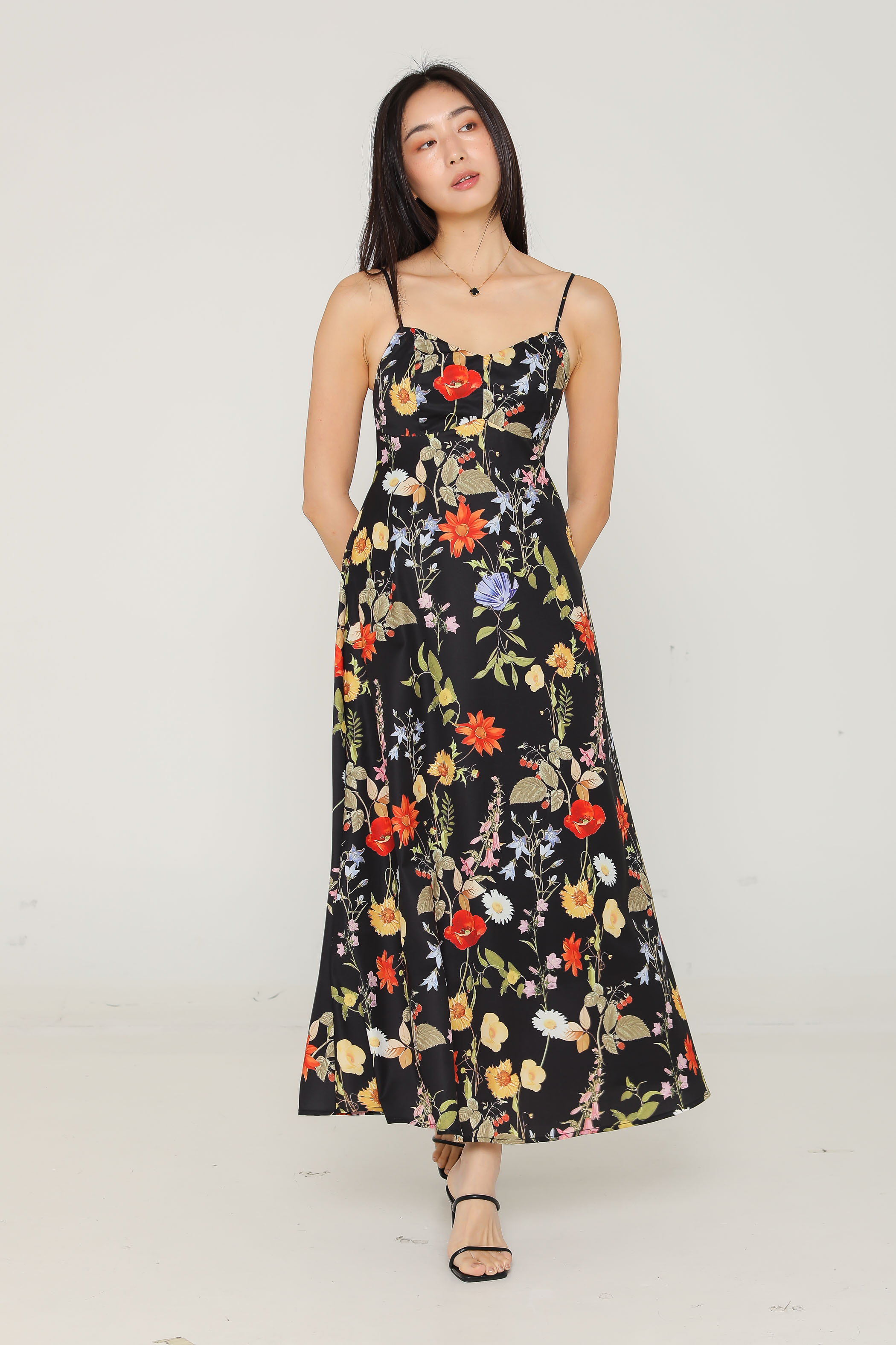 FLORENCE FLORAL PADDED MAXI (BLACK FLORAL) 